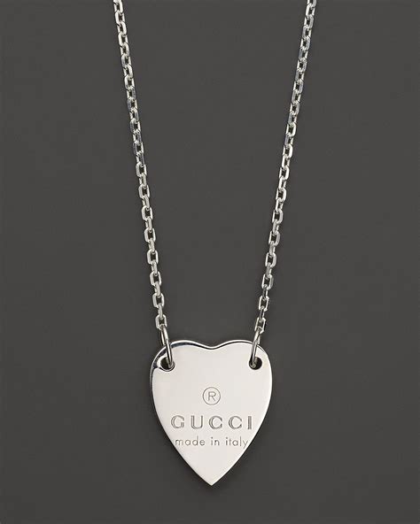 gucci trademark heart silver necklace|gucci necklace engraved heart.